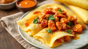 Cook Coconut Crepes with Spicy Chicken