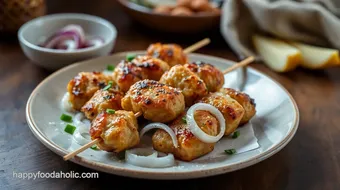 Fry Chicken Coconut Kebabs with Onions