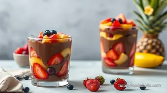 Layered Chocolate Trifle with Tropical Fruits