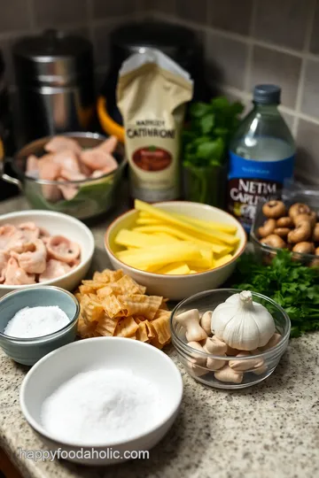 Creamy Fettuccine Chicken Marsala ingredients