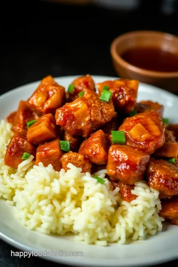 Crispy Tai Chien Chicken with Tamarind Glaze presentation